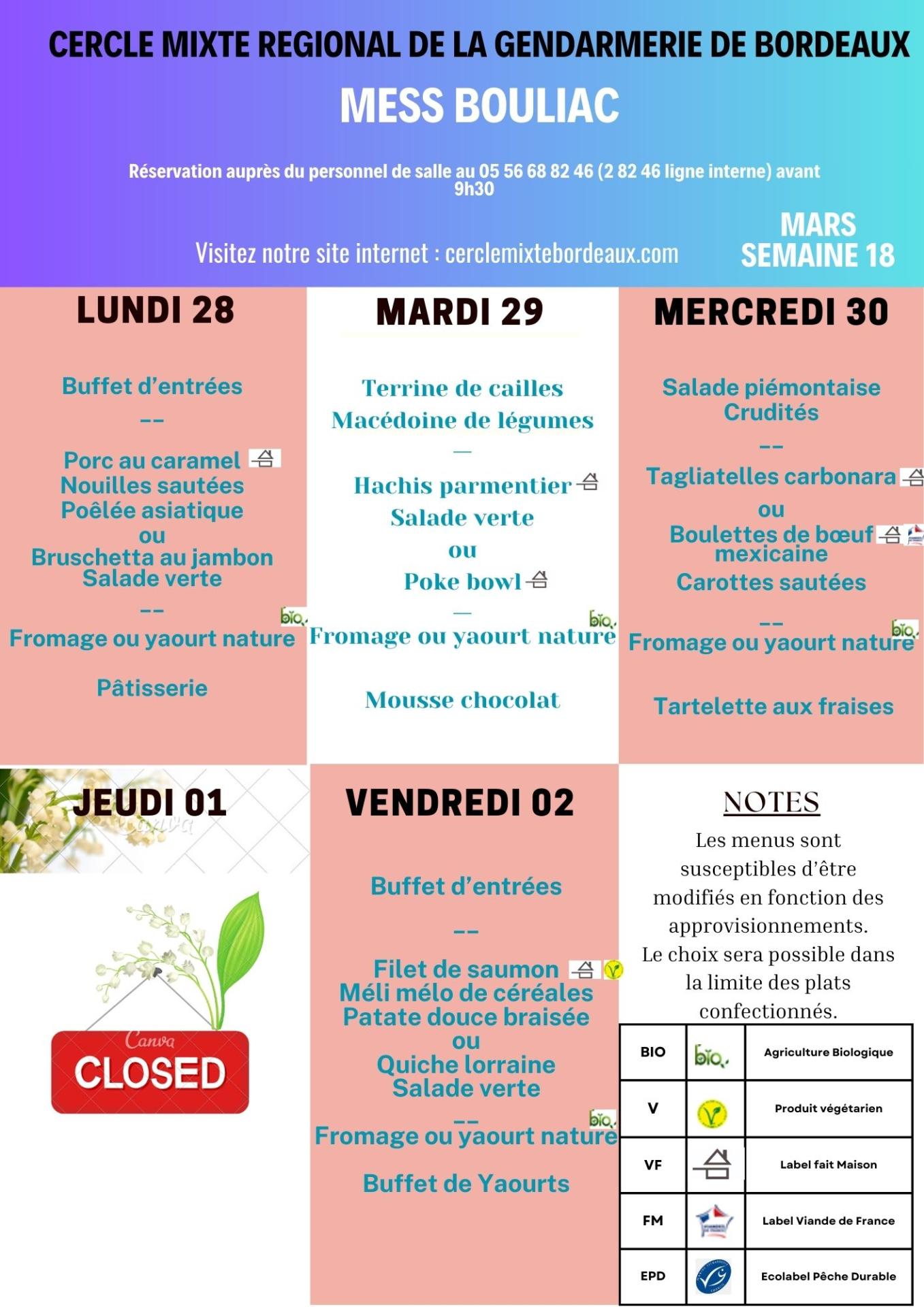 Menu bouliac 2025 2